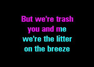 But we're trash
you and me

we're the litter
on the breeze