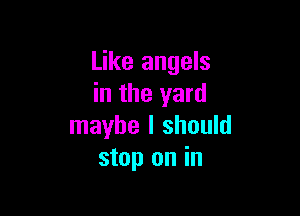 Like angels
in the yard

maybe I should
stop on in