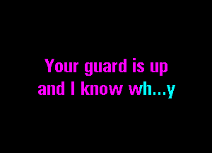 Your guard is up

and I know wh...y