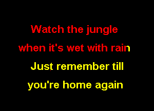 Watch the jungle
when it's wet with rain

Just remember till

you're home again