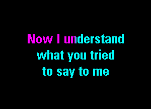 Now I understand

what you tried
to say to me