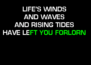 LIFE'S WINDS
AND WAVES
AND RISING TIDES
HAVE LEFT YOU FORLORN