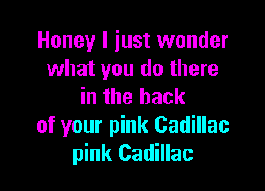 Honey I iust wonder
what you do there

in the back
of your pink Cadillac
pink Cadillac