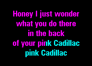 Honey I iust wonder
what you do there

in the back
of your pink Cadillac
pink Cadillac