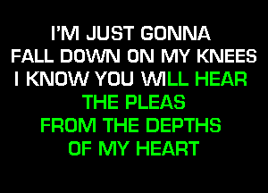 PM JUST GONNA
FALL DOWN ON MY KNEES

I KNOW YOU WILL HEAR
THE PLEAS
FROM THE DEPTHS
OF MY HEART