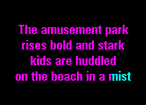 The amusement park
rises hold and stark

kids are huddled
on the beach in a mist