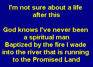 I'm not sure about a life
after this

God knows I've never been
a spiritual man
Baptized by the fire I wade
into the river that is running
to the Promised Land