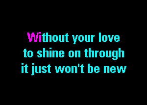 Without your love

to shine on through
it iust won't be new