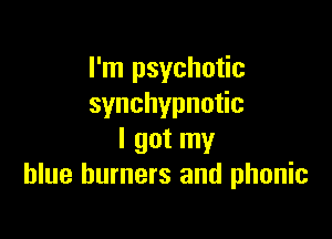 I'm psychotic
synchypnotic

I got my
blue burners and phonic
