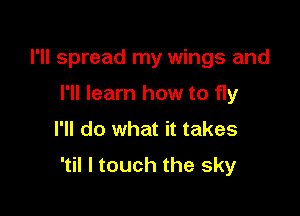 I'll spread my wings and

I'll learn how to fly
I'll do what it takes
'til I touch the sky