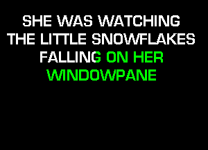 SHE WAS WATCHING
THE LITTLE SNOWFLAKES
FALLING ON HER
UVINDOWPANE