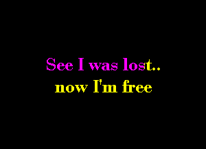 See I was lost.

now I'm free