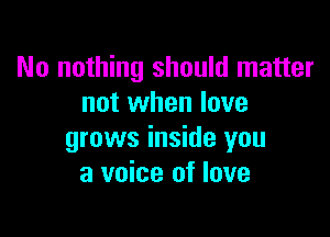 No nothing should matter
not when love

grows inside you
a voice of love