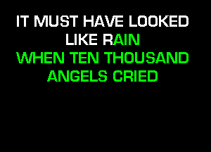 IT MUST HAVE LOOKED
LIKE RAIN
WHEN TEN THOUSAND
ANGELS CRIED