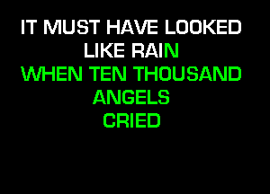 IT MUST HAVE LOOKED
LIKE RAIN
WHEN TEN THOUSAND
ANGELS
CRIED