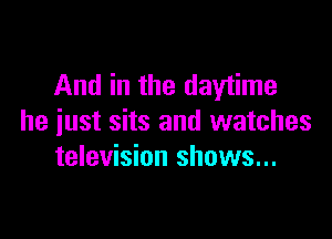 And in the daytime

he just sits and watches
television shows...