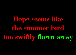 Hope seems like
the summer bird

too swiftly flown away