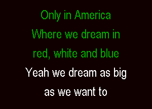 Yeah we dream as big

as we want to