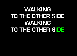 WALKING

TO THE OTHER SIDE
WALKING

TO THE OTHER SIDE