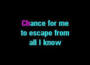 Chance for me

to escape from
all I know