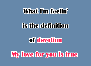 What I'm feelin'
is the definition
of devotion

My love for you is true