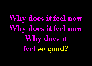 Why does it feel now

Why does it feel now
Why does it
feel so good?