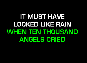 IT MUST HAVE
LOOKED LIKE RAIN
WHEN TEN THOUSAND
ANGELS CRIED