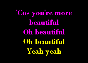 'Cos you're more

beautiful

Oh beautiful
Oh beautiful
Y eah yeah