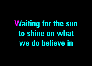Waiting for the sun

to shine on what
we do believe in