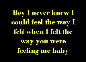 Boy I never knew I

could feel the way I
felt When I felt the

way you IVBI'C

feeling me baby