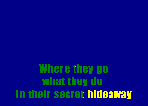 Where met! 90
what thenr do
In their secret hideawayr