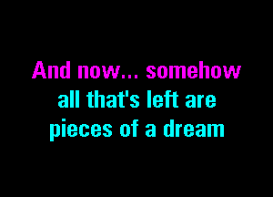 And now... somehow
all that's left are

pieces of a dream