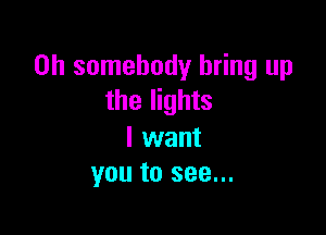 on somebody bring up
the lights

I want
you to see...
