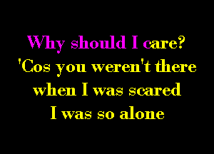 Why should I care?

'Cos you weren't there
When I was scared
I was so alone