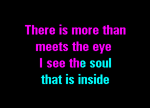 There is more than
meets the eye

I see the soul
that is inside