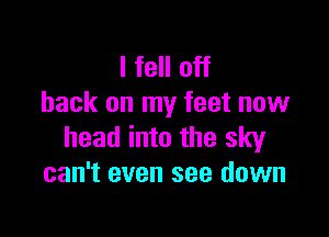 I fell off
back on my feet now

head into the sky
can't even see down