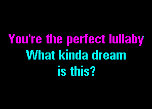 You're the perfect lullaby

What kinda dream
is this?
