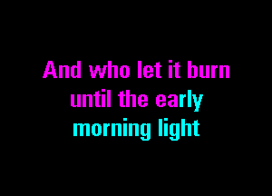 And who let it burn

until the early
morning light