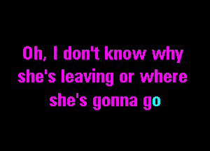 Oh, I don't know why

she's leaving or where
she's gonna go