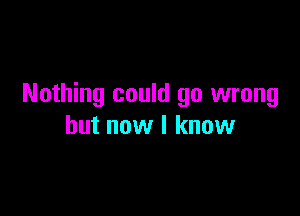 Nothing could go wrong

but now I know