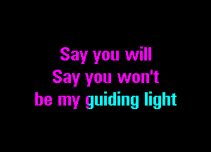 Say you will

Say you won't
be my guiding light