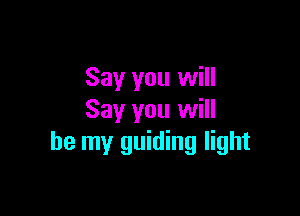 Say you will

Say you will
be my guiding light