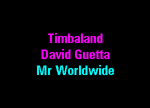 Timbaland

David Guetta
Mr Worldwide