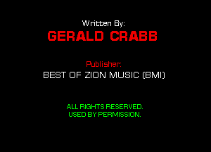 thKmen By

GERALD CRABB

Pubhsher
BEST OF ZIDN MUSIC (Bk