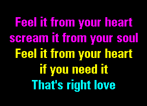 Feel it from your heart
scream it from your soul
Feel it from your heart
if you need it
That's right love