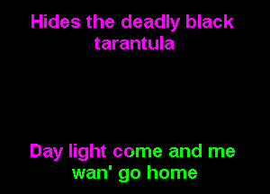 Hides the deadly black
tarantula

Day light come and me
wan' go home