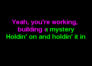 Yeah, you're working,
building a mystery

Holdin' on and holdin' it in