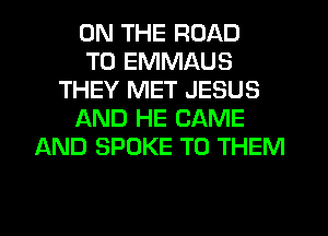 ON THE ROAD
TO EMMAUS
THEY MET JESUS
AND HE CAME
AND SPOKE TO THEM

g