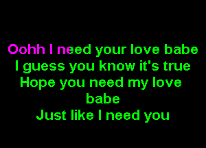 Oohh I need your love babe
I guess you know it's true

Hope you need my love
babe
Just like I need you