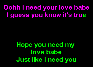 Oohh I need your love babe
I guess you know it's true

Hope you need my
love babe
Just like I need you